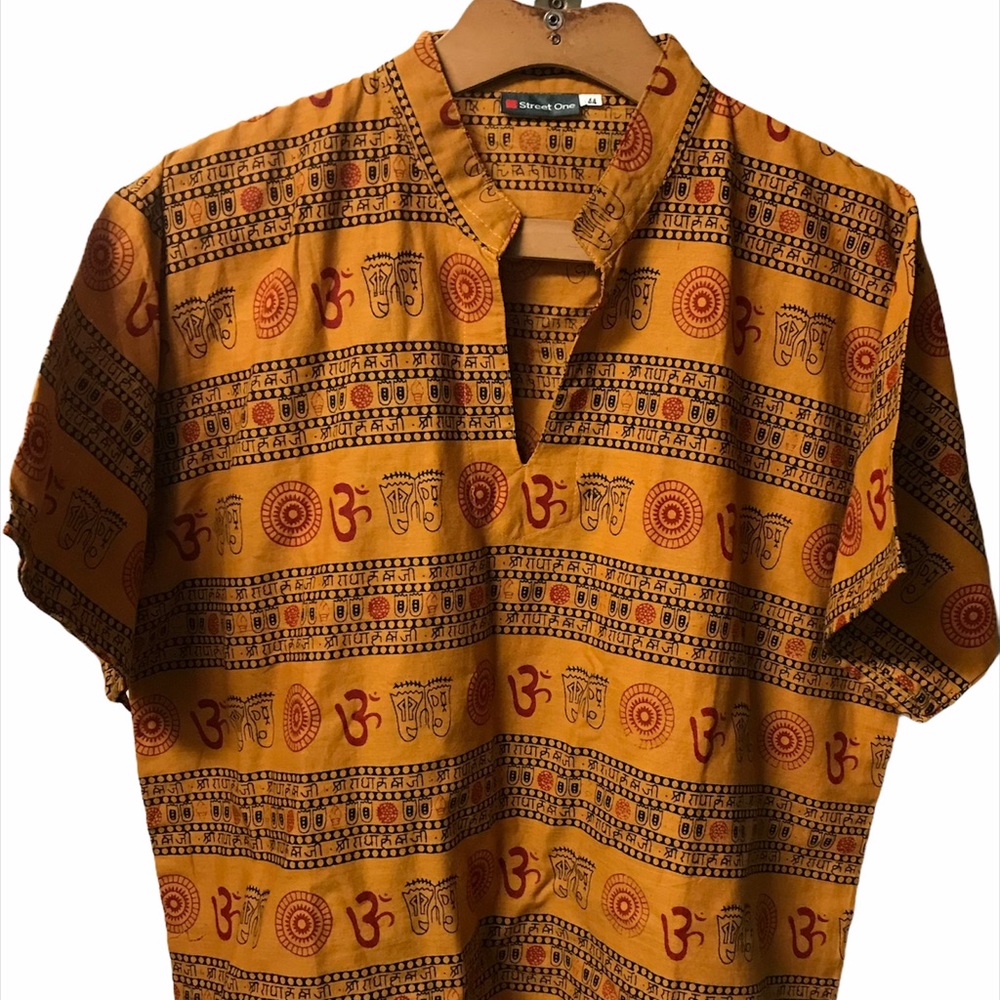 Hieroglyphic Print V neck Tunic